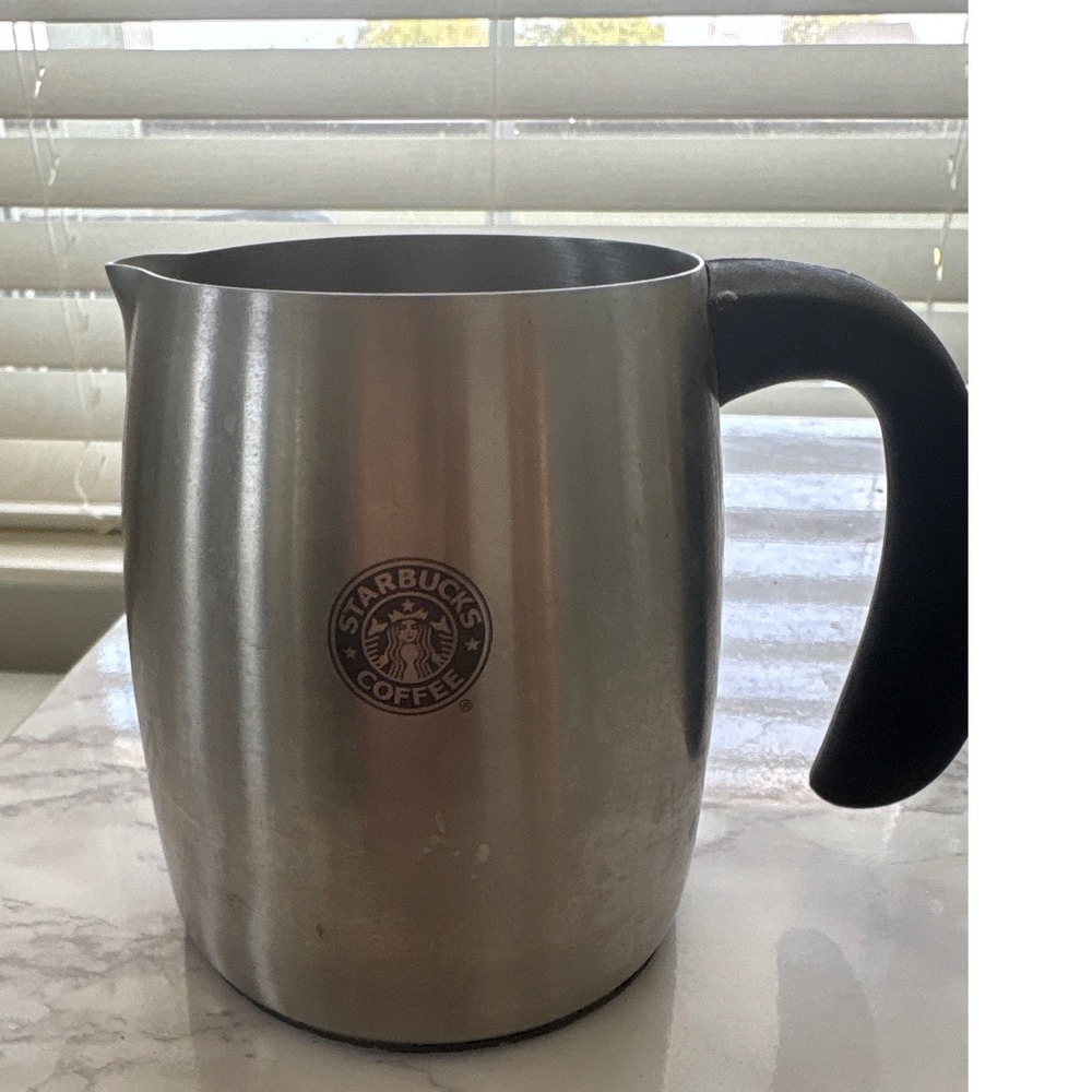 Starbucks Coffee 2006 Stainless Steel Milk Frothing Pitcher 16oz Silver Black